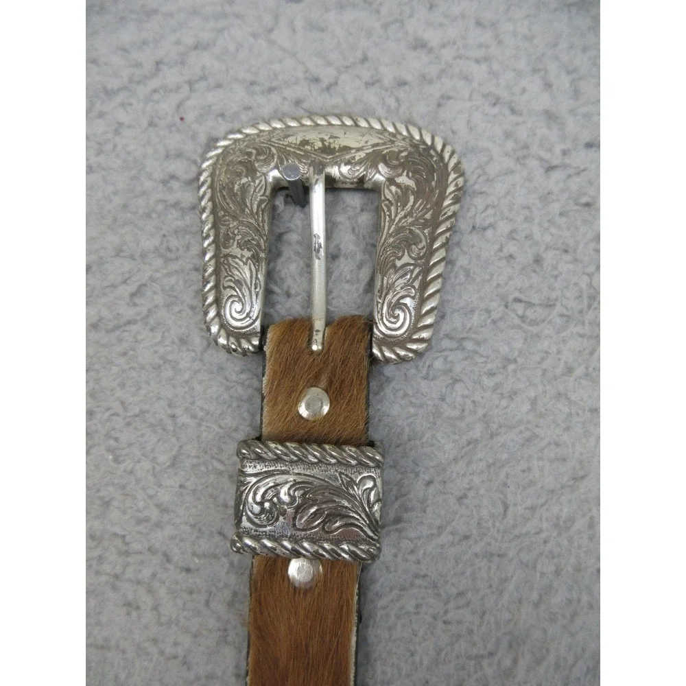 Nocona Western Womens XL Brown Hair On‎ Hide Rhinestone Cowgirl Leather Studded